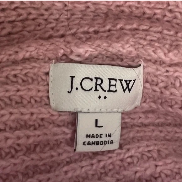 J. CREW PINK CHUNKY KNIT LONG SLEEVE COWL NECK SWEATER SIZE L - Picture 4 of 4
